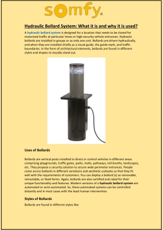 Hydraulic Bollard System: What it is and why it is used?