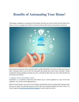 Benefits Of Automating Your Home