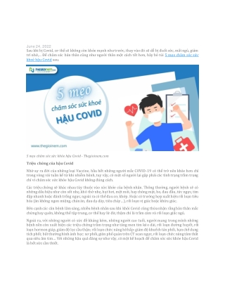 5 mẹo chăm sóc sức khoẻ hậu Covid