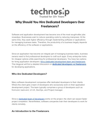 Why Should You Hire Dedicated Developers Over Freelancers_