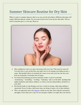 Summer Skincare Routine for Dry Skin