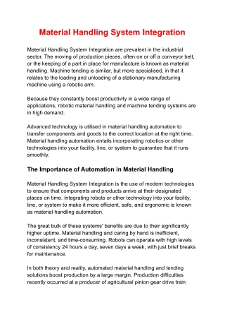 Material Handling System Integration