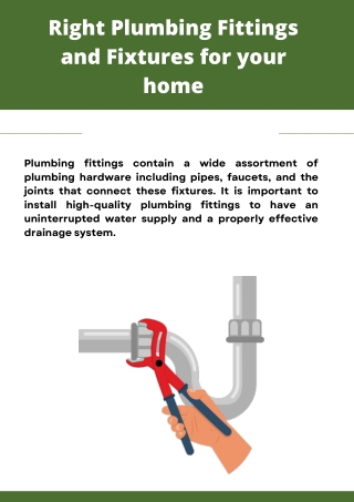 Right Plumbing Fittings and Fixtures for your home