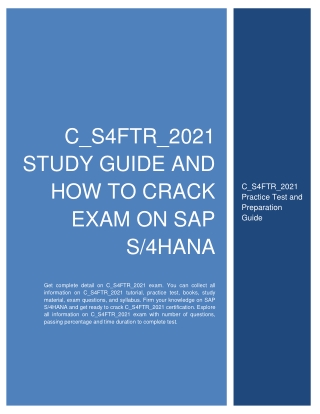 C_S4FTR_2021 Study Guide and How to Crack Exam on SAP S4HANA