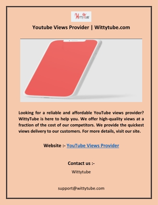 Youtube Views Provider  Wittytube