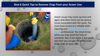 Best 6 Quick Tips to Remove Clogs from your Sewer Line