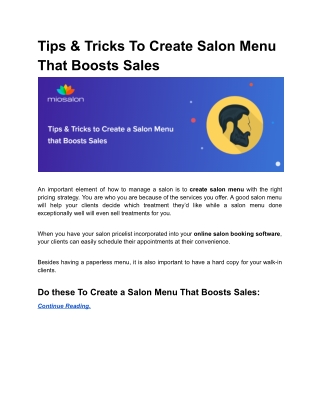 Tips & Tricks To Create Salon Menu That Boosts Sales