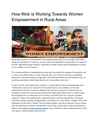 How Wotr is Working Towards Women Empowerment in Rural Areas