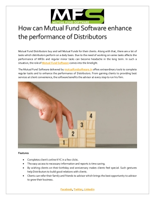 How can Mutual Fund Software enhance the performance of Distributors