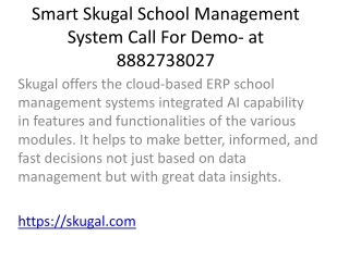 Smart Skugal School Management System Call For Demo-