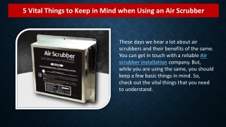 5 Vital Things to Keep in Mind when Using an Air Scrubber