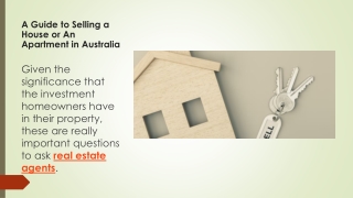 A Guide to Selling a House or An Apartment in Australia