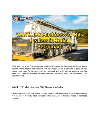 WAYLUBE Machineway Oils Dealers in India - Petromart