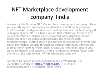 NFT Marketplace development company  Iindia