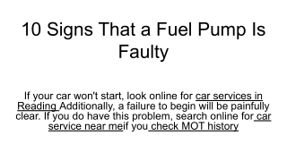 10 Signs That a Fuel Pump Is Faulty