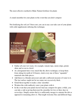 The most effective method to Make Organic Fertilizer for Plants