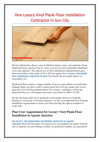 Hire Luxury Vinyl Plank Floor Installation Contractor in Sun City