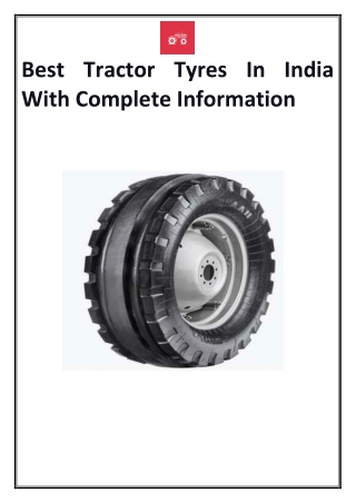 Best Tractor Tyres In India With Complete Information