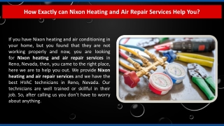 How Exactly can Nixon Heating and Air Repair Services Help You?