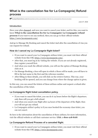 La Compagnie Cancellation Charges