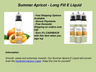 Summer Apricot - Long Fill E Liquid