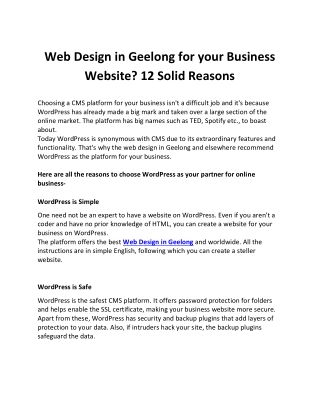 Choose Best Web Design in Geelong for your Business Website? 12 Solid Reasons