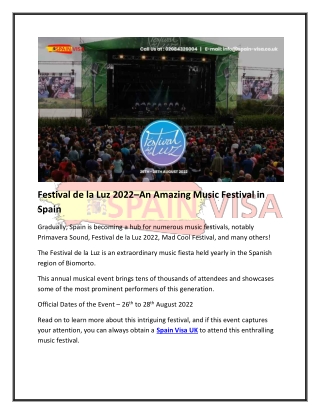 Festival de la Luz 2022–A Must-Visit Spanish Music Festival