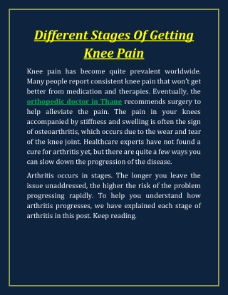 Different Stages Of Getting Knee Pain