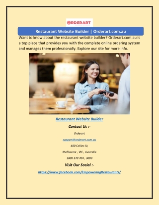 Restaurant Website Builder | Orderart.com.au