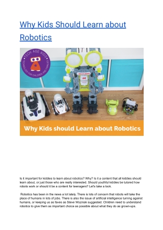 Why Kids Should Learn about Robotics