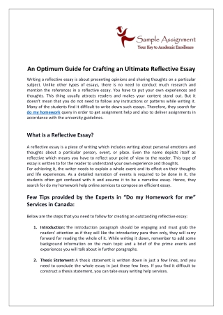 An Optimum Guide for Crafting an Ultimate Reflective Essay