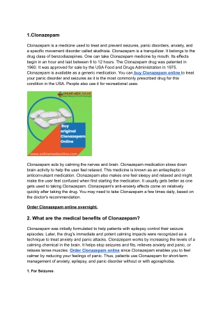 Buy Original Clonazepam Online