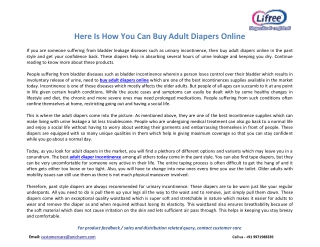 Here Is How You Can Buy Adult Diapers Online