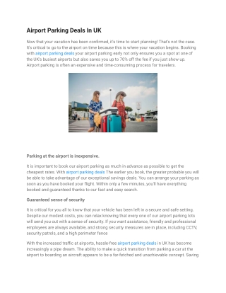 Airport Parking Deals In UK