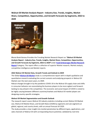 Global Walnut Oil Market Research Report 2022-2029