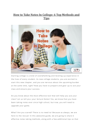 How to Take Notes In College