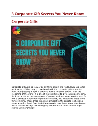 3 Corporate Gift Secrets You Never Know