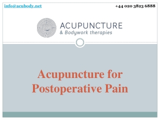 Acupuncture for Postoperative Pain