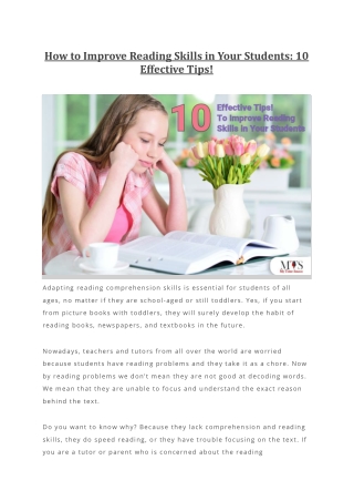 How to Improve Reading Skills in Your Students