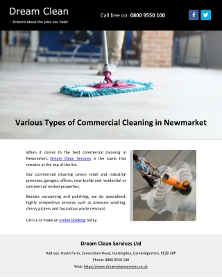 Various Types of Commercial Cleaning in Newmarket