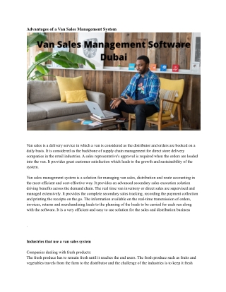 Van Sales Management Software Dubai