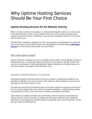 Why Uptime Hosting Services Should Be Your First Choice