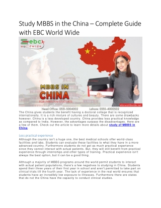 Study MBBS in the China – Complete Guide with EBC World Wide