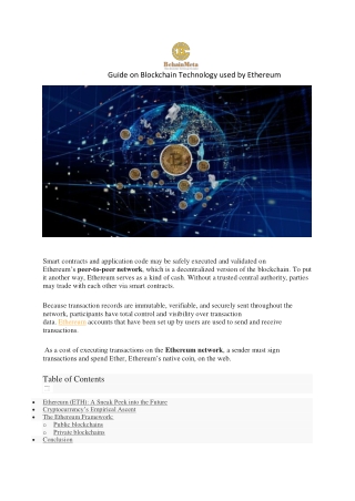 Guide on Blockchain Technology used by Ethereum