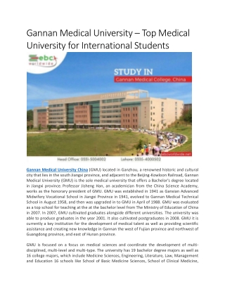 Gannan Medical University – Top Medical University for International Students