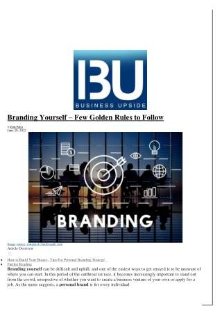 Branding Yourself – Few Golden Rules to Follow