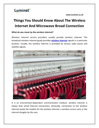 Things You Should Know About The Wireless Internet And Microwave Broad Connection