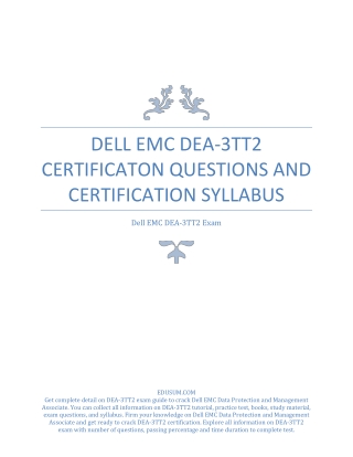 [PDF] Dell EMC DEA-3TT2 Certificaton Questions and Certification Syllabus