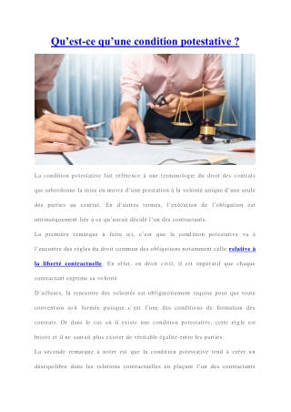 Que signifie une condition potestative ?
