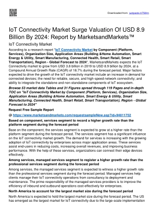 IoT Connectivity Market Size Is Estimated To Rise To USD 8.9 billion By 2024